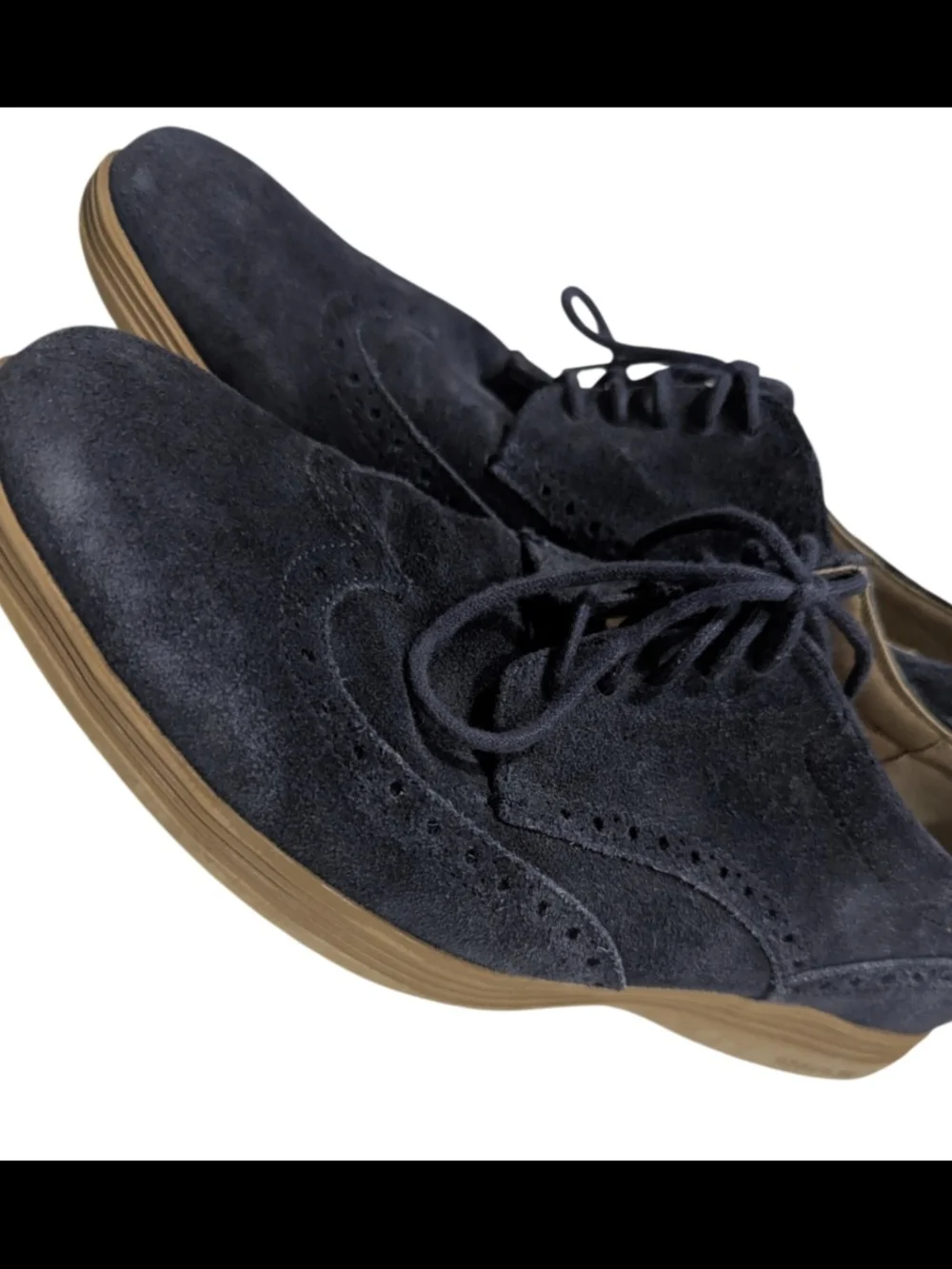 Cole Haan Men's Blue Suede Wingtip Oxfords